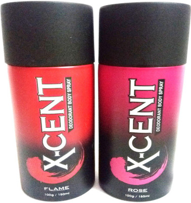 

X-CENT FLAME AND ROSE Deodorant Spray - For Men(300 ml, Pack of 2)