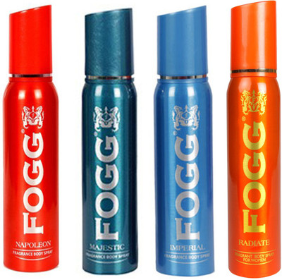 

Fogg NAPOLEON DEODORANT 120 ML+MAJESTIC DEODORANT 120 ML+IMPERIAL DEODORANT 120 ML+RADIATE DEODORANT 120 ML Deodorant Spray - For Men & Women(120 ml, Pack of 4)