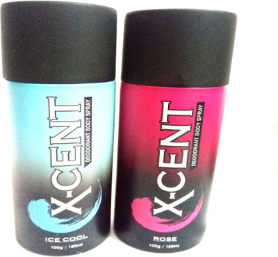 

X-CENT ROSE AND ICE COOL Deodorant Spray - For Men(300 ml, Pack of 2)
