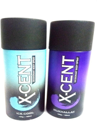 

X-CENT ICE COOL AND MUKHALLAT Deodorant Spray - For Men(300 ml, Pack of 2)