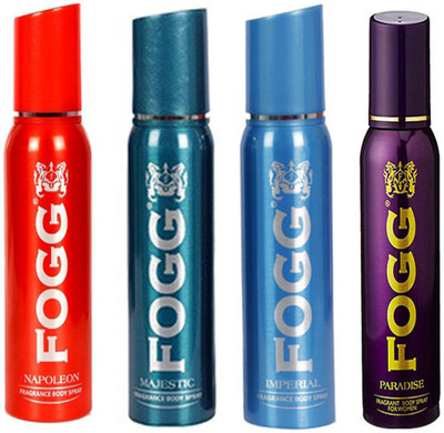 

Fogg NAPOLEON DEODORANT 120 ML+MAJESTIC DEODORANT 120 ML+ IMPERIAL DEODORANT 120 ML+PARADISE DEODORANT 120 ML Deodorant Spray - For Men & Women(120 ml, Pack of 4)