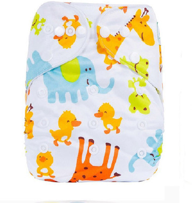 Ole Baby Cute Printed Cloth Diaper REUSABLE Nappy Organic Fabric Anti Bacterial Washable Free Size Adjustable WaterProof Covered 0-2 Years - M