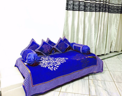 Nanki's Chenille Abstract Diwan Set(Blue)
