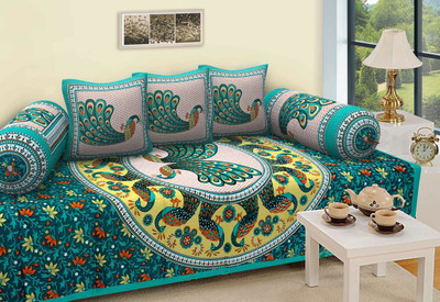 Byloom Cotton Animal Diwan Set(Green)