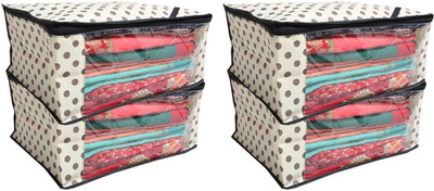 

RK Brands Saree Cover/Regular Cloth Bag/Wardrobe Organiser Polka Dots Designer Set of 4 Pcs (Ivory) 119C(Ivory)