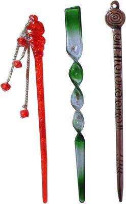 

I Jewels Combo of Multi Color Juda Sticks Bun Stick(Multicolor)