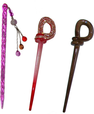 

Manolima Metallic Combo of Multi Color Juda Sticks Bun Stick(Multicolor)