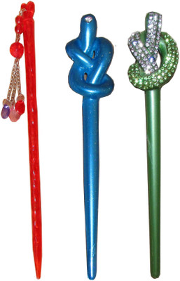 

PiratesFashion Combo of Multi Color Juda Sticks Bun Stick(Multicolor)