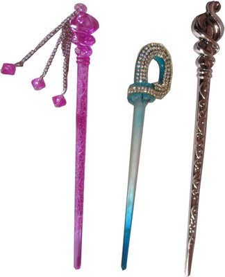 

PiratesFashion Combo of Multi Color Juda Sticks Bun Stick(Multicolor)