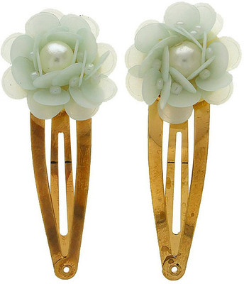 Anuradha Art Jewellery Side Pin Tic Tac Clip(White, Gold)