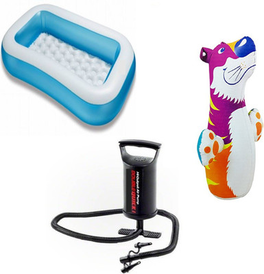 

DINAARKAN COMBO OF 5 FEET BATH TUB AND 3 FEET INFLATABLE HIT ME TIGER WITH AIR PUMP Inflatable Pool(Multicolor)