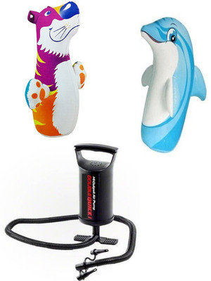 

DINAARKAN COMBO OF 3 FEET INFLATABLE HIT ME TIGER AND DOLPHIN WITH AIR PUMP Inflatable Bouncer(Multicolor)