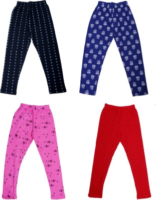 Indistar Super Soft and Stylish 3 Solid and 2 Cotton Printed Leggings For Girls Pack of 5 