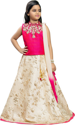 BETTY Girls Lehenga Choli Ethnic Wear Embellished Lehenga, Choli and Dupatta Set(Pink, Pack of 1)
