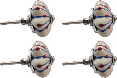 

India Meets India 105HODN00015 Ceramic Cabinet/Draw Knob(Multicolor Pack of 4)