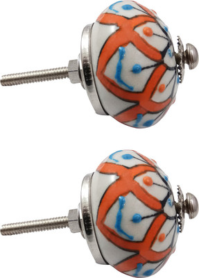 

India Meets India 105HODN00003 Ceramic Cabinet/Draw Knob(Multicolor Pack of 2)
