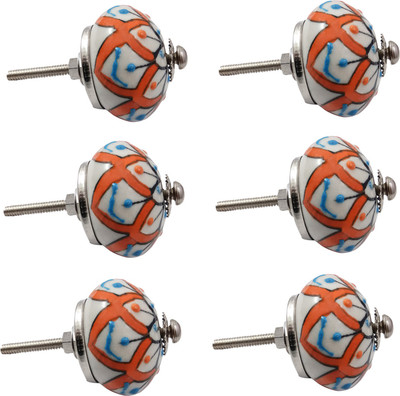 

India Meets India 105HODN00004 Ceramic Cabinet/Draw Knob(Multicolor Pack of 6)