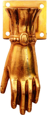 

Purpledip Brass Door Knocker Handle: 'Hand Of God' Brass Door Pull(Gold)