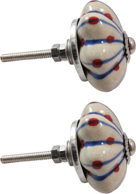 

India Meets India 105HODN00009 Ceramic Cabinet/Draw Knob(Multicolor Pack of 2)