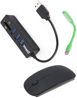 

durReey Set of Multi connectivity USB Hub, Wireless mouse with Mini Flexible USB LED Light Lamp for Laptop Computer Keyboard Reading Notebook 3EG12 Combo Set(Green, Black)