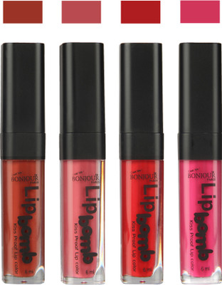 

Bonjour Paris Matte Lipstick(Tan-Nute-Dark Red-Fuchsia, 24 ml)