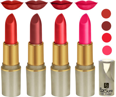 

ForSure Matte Lipstick 4Pack (Multicolour)(Light Brown, Dark Brown, Red, Pink)