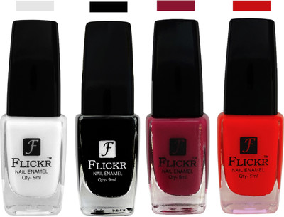 

Flickr EXTRA SHINE and SPEED DRY Nail Polish White,Black,Purple,Red(Pack of 4)