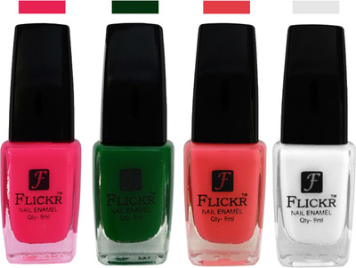 

Flickr EXTRA SHINE and SPEED DRY Nail Polish Bright Pink,Green,Baby Pink,White(Pack of 4)