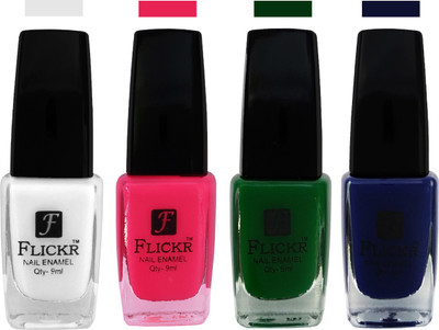 

Flickr EXTRA SHINE and SPEED DRY Nail Polish White,Bright Pink,Green,Blue(Pack of 4)