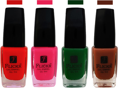

Flickr EXTRA SHINE and SPEED DRY Nail Polish Red,Bright Pink,Green,Brown(Pack of 4)