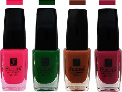 

Flickr EXTRA SHINE and SPEED DRY Nail Polish Bright Pink,Green,Brown,Purple(Pack of 4)