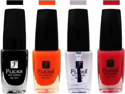 

Flickr EXTRA SHINE and SPEED DRY Nail Polish Black,Orange,White,Sweet Pink(Pack of 4)