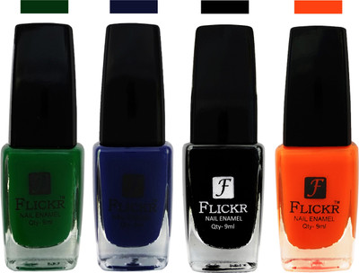 

Flickr EXTRA SHINE and SPEED DRY Nail Polish Green,Blue,Black,Orange(Pack of 4)
