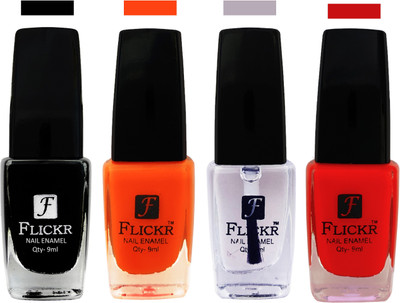 

Flickr EXTRA SHINE and SPEED DRY Nail Polish Black,Orange,White,Red(Pack of 4)