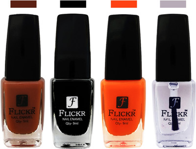 

Flickr EXTRA SHINE and SPEED DRY Nail Polish Brown,Black,Orange,Top Coat(Pack of 4)