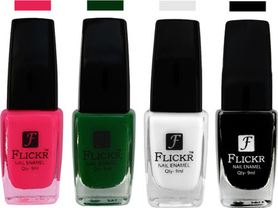 

Flickr EXTRA SHINE and SPEED DRY Nail Polish Bright Pink,Green,White,Black(Pack of 4)