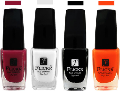 

Flickr EXTRA SHINE and SPEED DRY Nail Polish Purple,White,Black,Orange(Pack of 4)