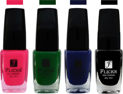 

Flickr EXTRA SHINE and SPEED DRY Nail Polish Bright Pink,Green,Blue,Black(Pack of 4)
