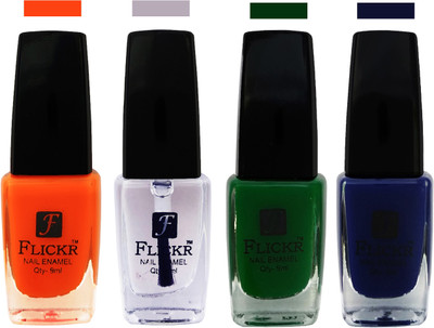 

Flickr EXTRA SHINE and SPEED DRY Nail Polish White,Top Coat,Green,Blue(Pack of 4)
