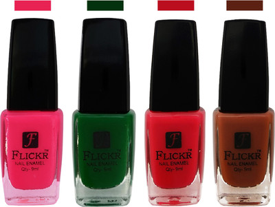 

Flickr EXTRA SHINE and SPEED DRY Nail Polish Bright Pink,Green,Sweet Pink,Brown(Pack of 4)