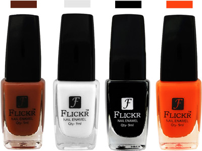 

Flickr EXTRA SHINE and SPEED DRY Nail Polish Brown,White,Black,Orange(Pack of 4)