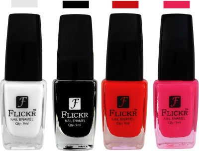 

Flickr EXTRA SHINE and SPEED DRY Nail Polish White,Black,Red,Bright Pink(Pack of 4)