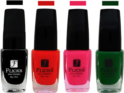 

Flickr EXTRA SHINE and SPEED DRY Nail Polish Black,Red,Bright Pink,Green(Pack of 4)
