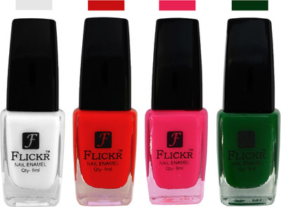 

Flickr EXTRA SHINE and SPEED DRY Nail Polish White,Red,Bright Pink,Green(Pack of 4)