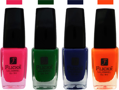 

Flickr EXTRA SHINE and SPEED DRY Nail Polish Bright Pink,Green,Blue,Orange(Pack of 4)