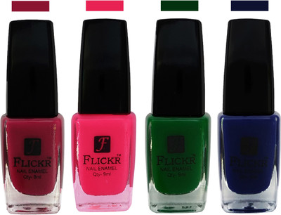

Flickr EXTRA SHINE and SPEED DRY Nail Polish Purple,Bright Pink,Green,Blue(Pack of 4)