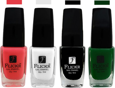 

Flickr EXTRA SHINE and SPEED DRY Nail Polish Baby Pink,White,Black,Green(Pack of 4)