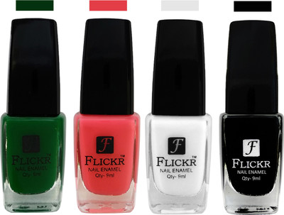 

Flickr EXTRA SHINE and SPEED DRY Nail Polish Green,Baby Pink,White,Black(Pack of 4)