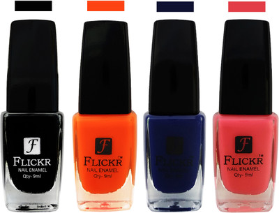 

Flickr EXTRA SHINE and SPEED DRY Nail Polish Black,Orange,Blue,Baby Pink(Pack of 4)