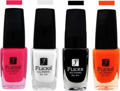 

Flickr EXTRA SHINE and SPEED DRY Nail Polish Bright Pink,White,Black,Orange(Pack of 4)